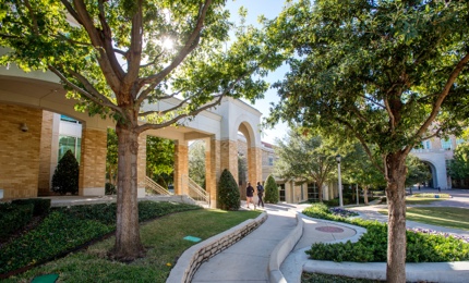 students walking near the campus commons area